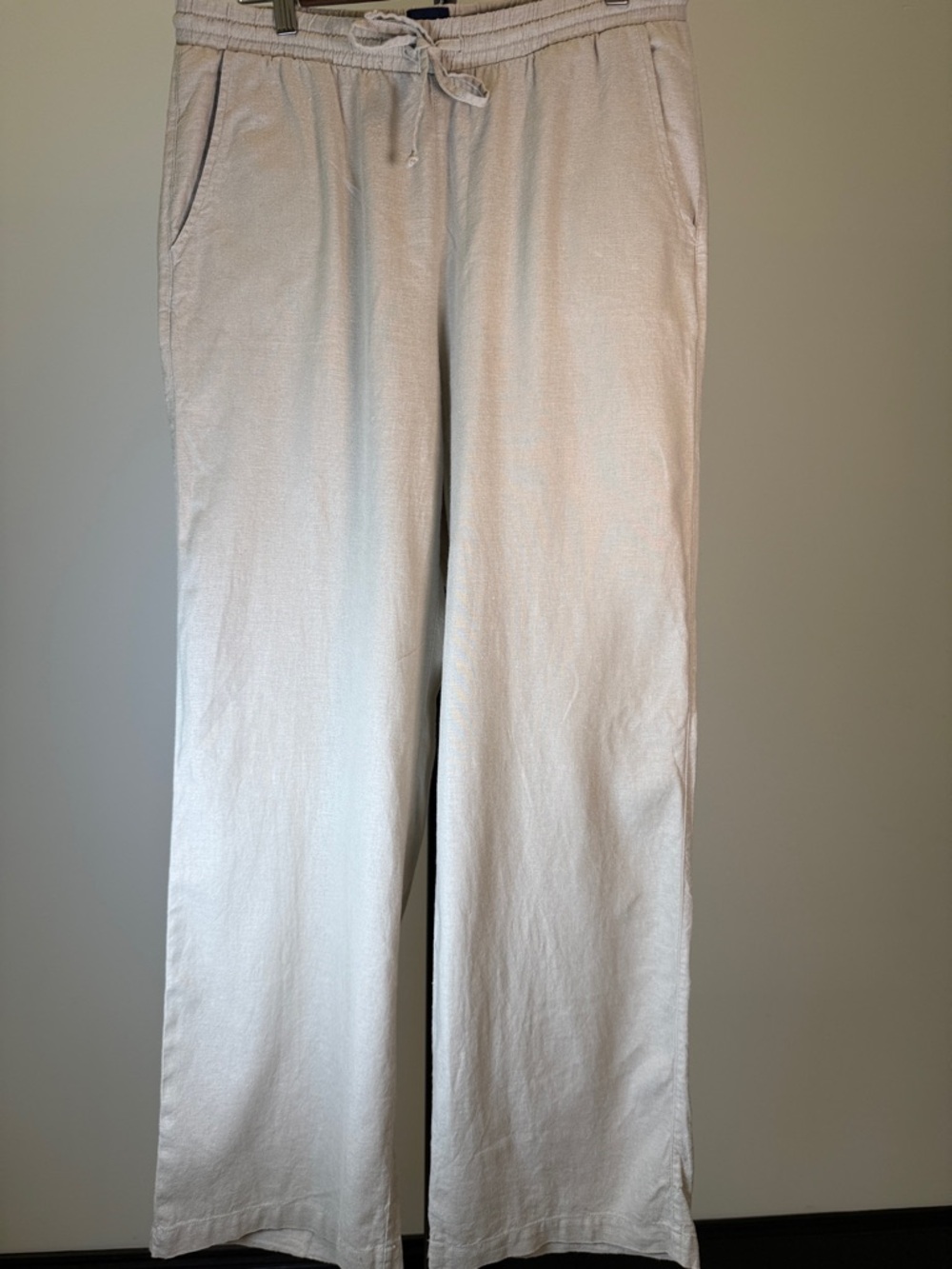 GAP Linen Blend Wide Leg Drawstring Pants Oatmeal Beige Size | Size M